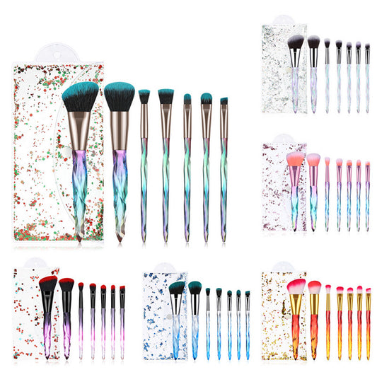 7pcs Beginner Makeup Brush Kits Full Face Cosmetic Brushes for Foundation Eyeshadow Blush