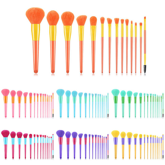 14 pcs Easy Makeup Brush Kits Candy Color Fashion Eyeshadow Cosmetic Brush